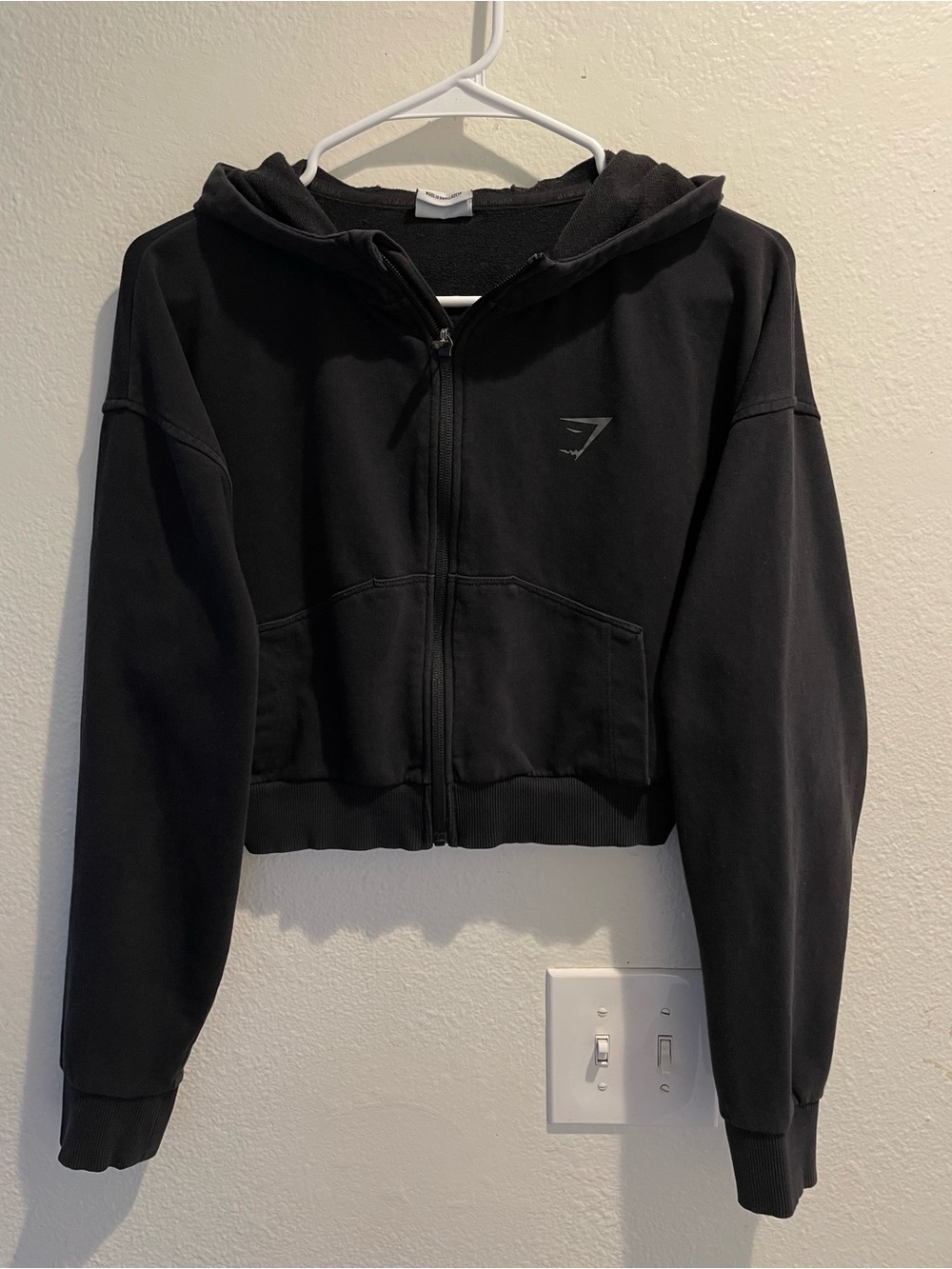 🔥 Gymshark GS Power Cropped Zip Hoodie Black M GREAT COND